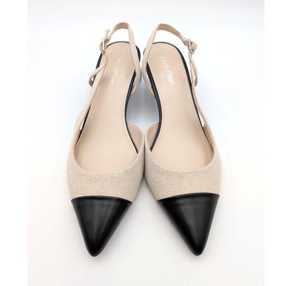 Calvin Klein Dasta Kitten Heel Slingback Pumps Women's Beige Size US7.5M EU38 - Picture 9 of 12